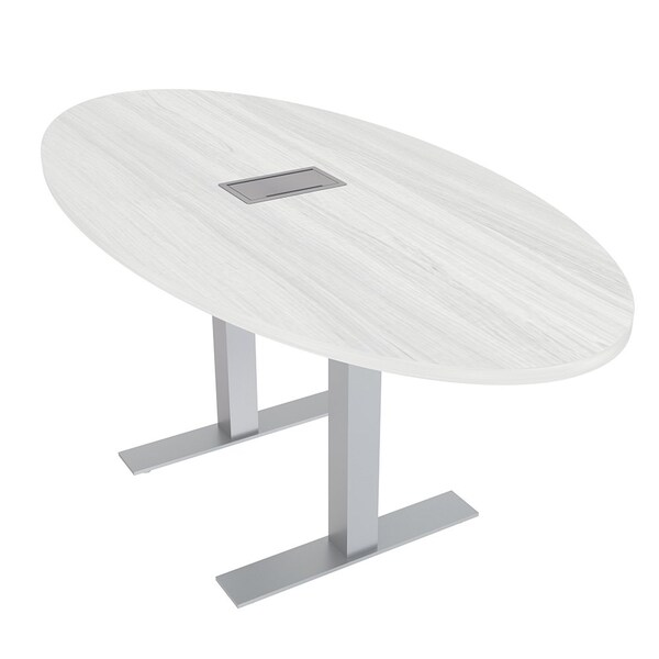 Skutchi Designs 33.5 in W, 69.5 in L, 29 in H, Engineered Wood Top, White HAR-OVL-34x70-T-ELEC-WHCYPRESS - main